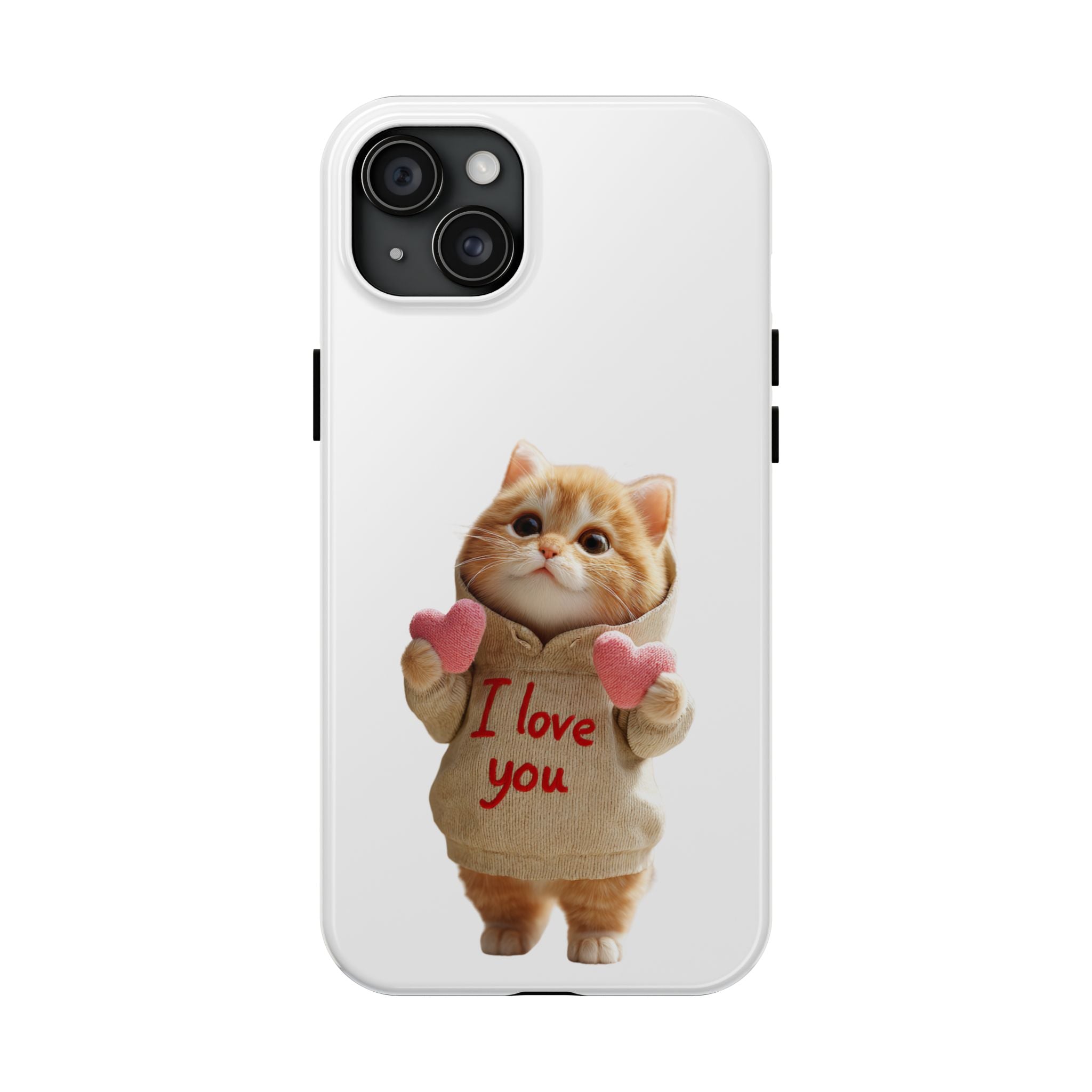 Cute Cat Phone Case with 'I Love You' Design