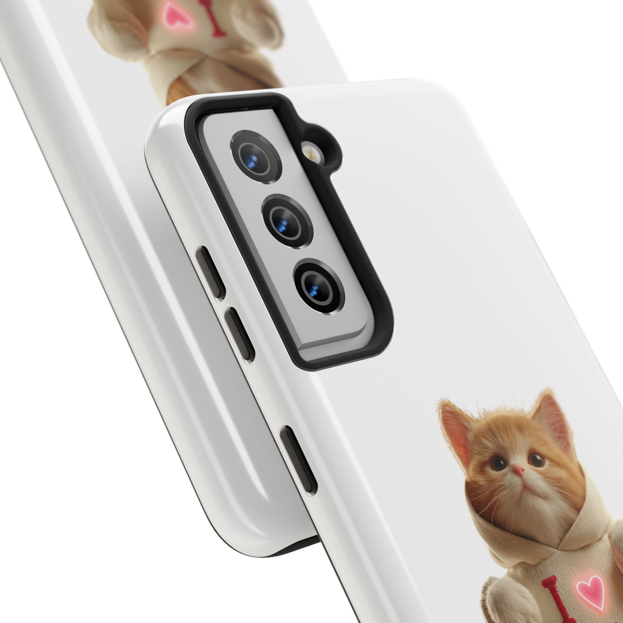 Cute Cat Tough Phone Case – 'I  You' Design