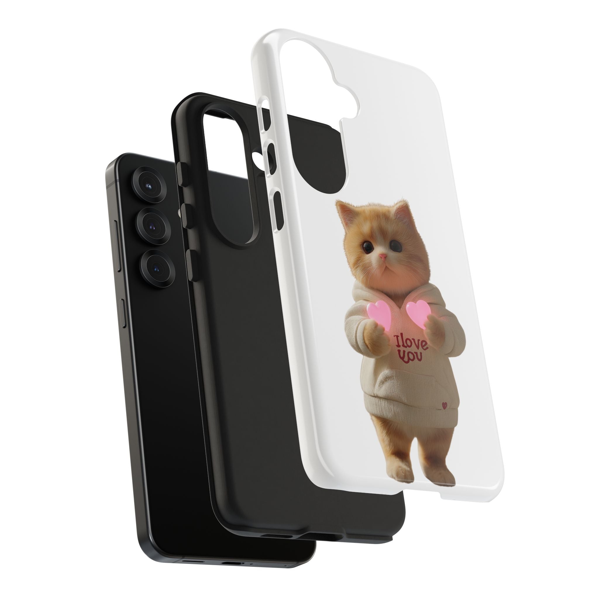 Cute Cat Tough Phone Case - I Love You Design