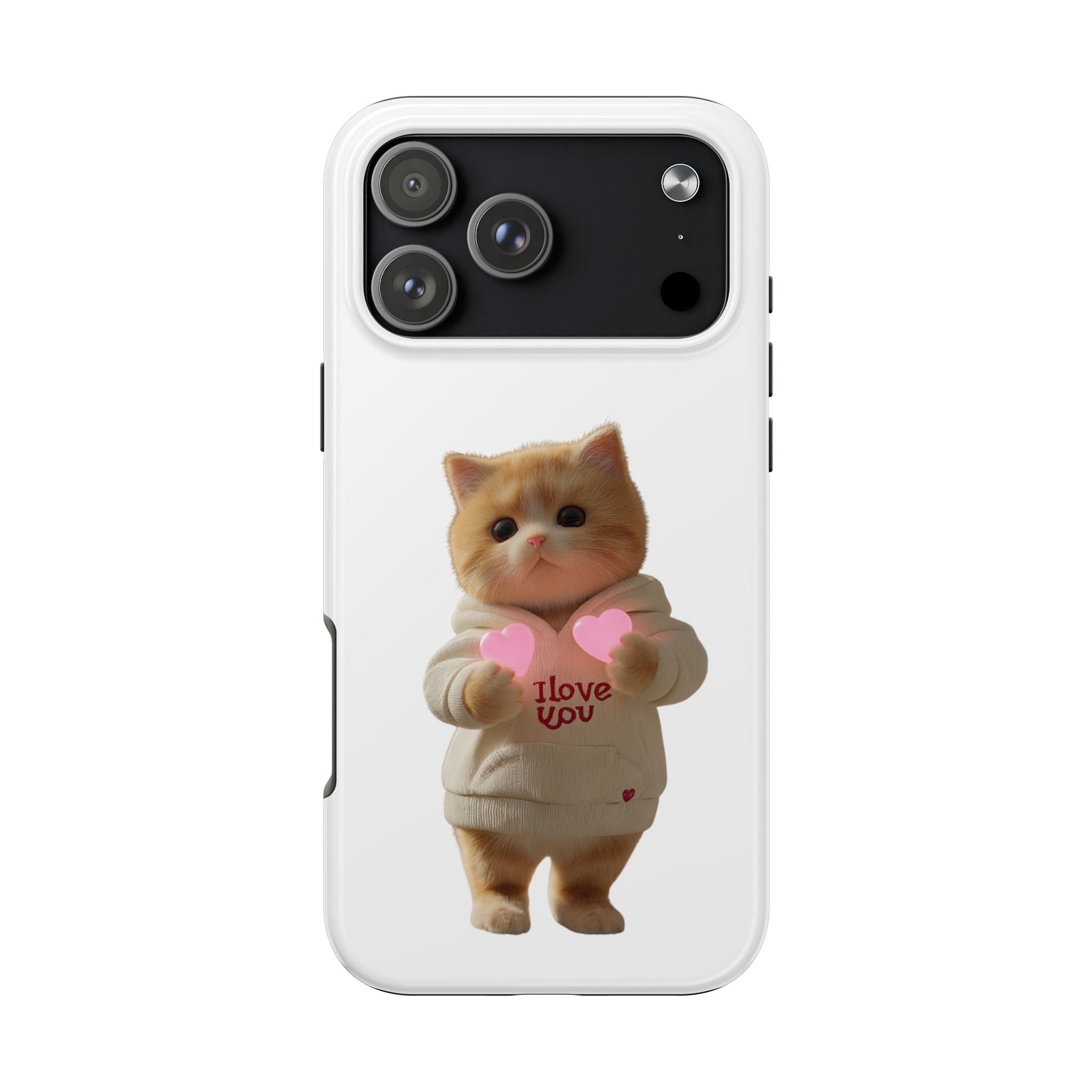 Cute Cat Tough Phone Case - I Love You Design