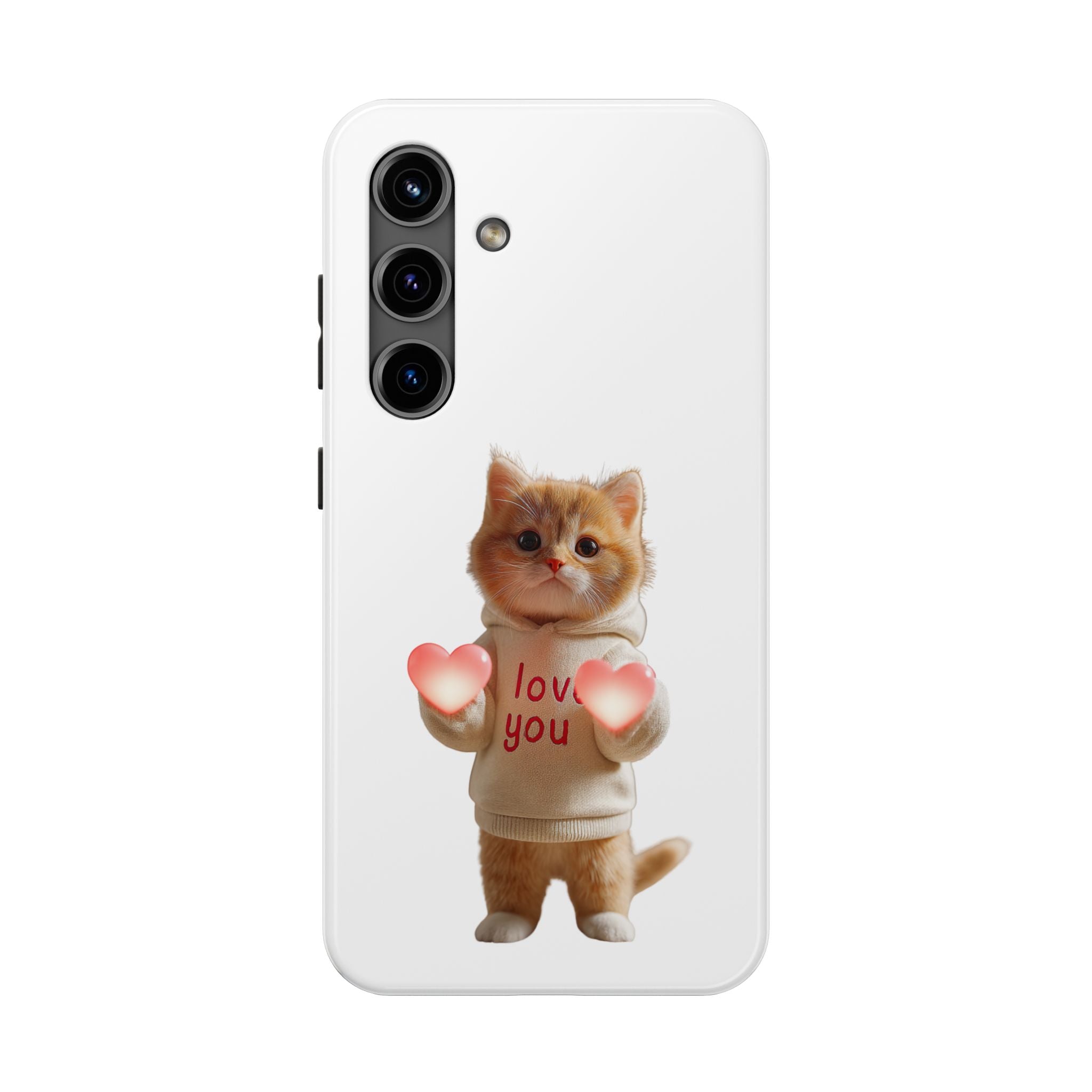 Cute Kitten ‘Love You’ Heart Paw Tough Protective Case