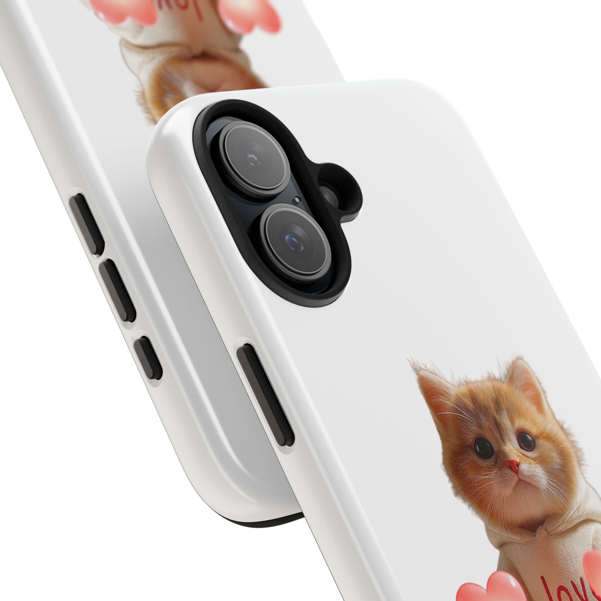 Cute Kitten ‘Love You’ Heart Paw Tough Protective Case