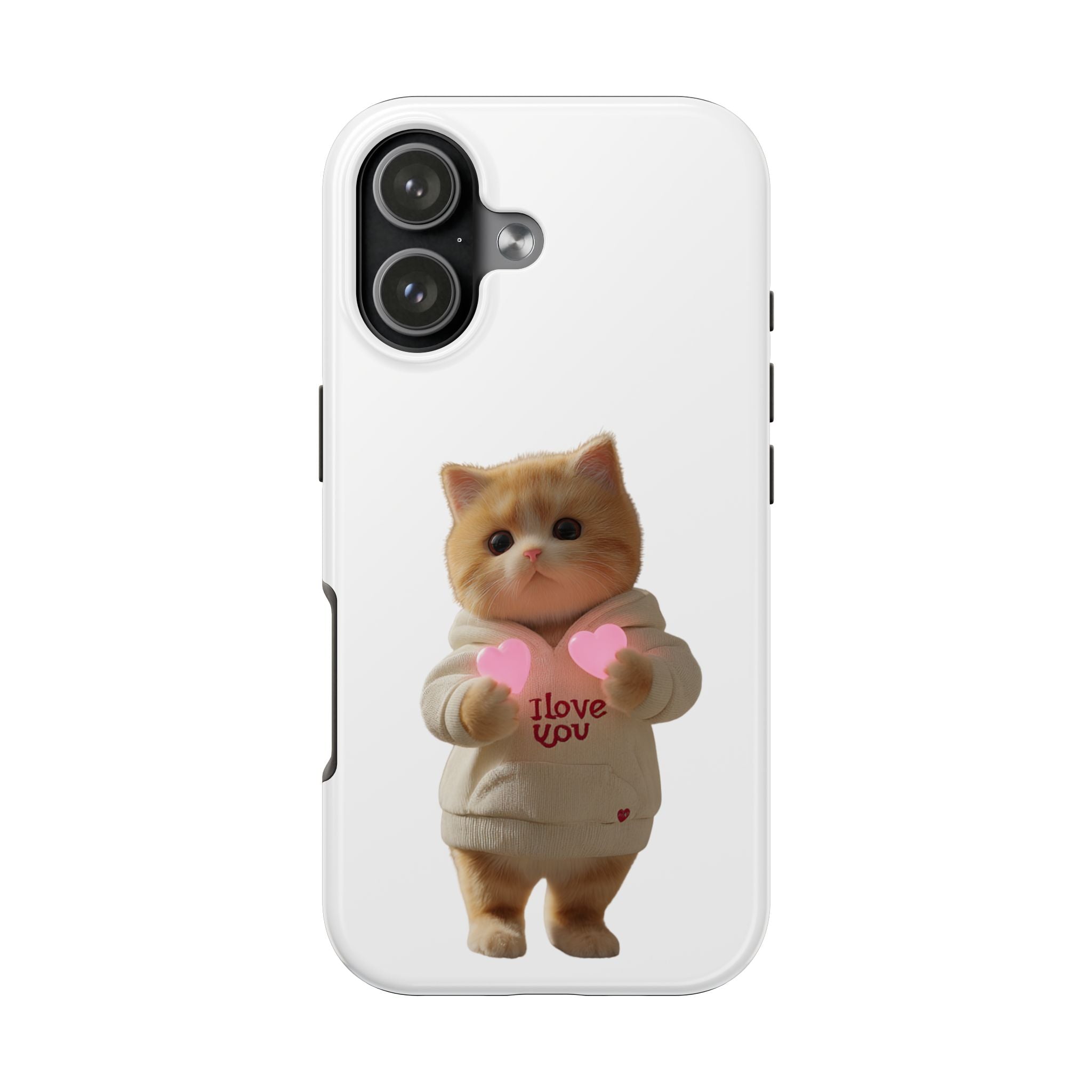 Cute Cat Tough Phone Case - I Love You Design