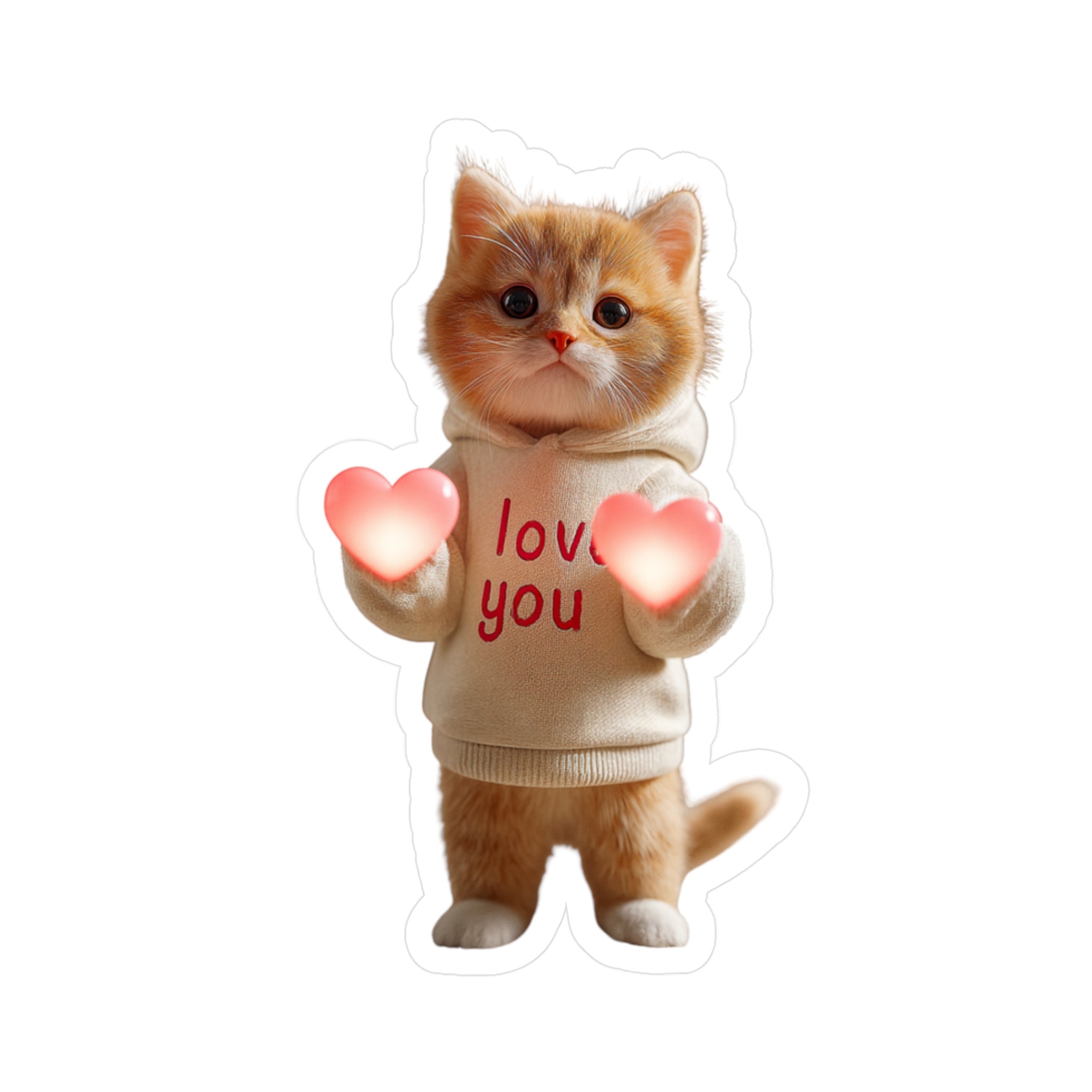 Cute Kitten 'Love You' Kiss-Cut Vinyl Sticker — Valentine Cat Decal